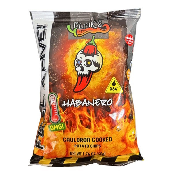 Blair's Habanero Cauldron Cooked Potato Chips, 50g